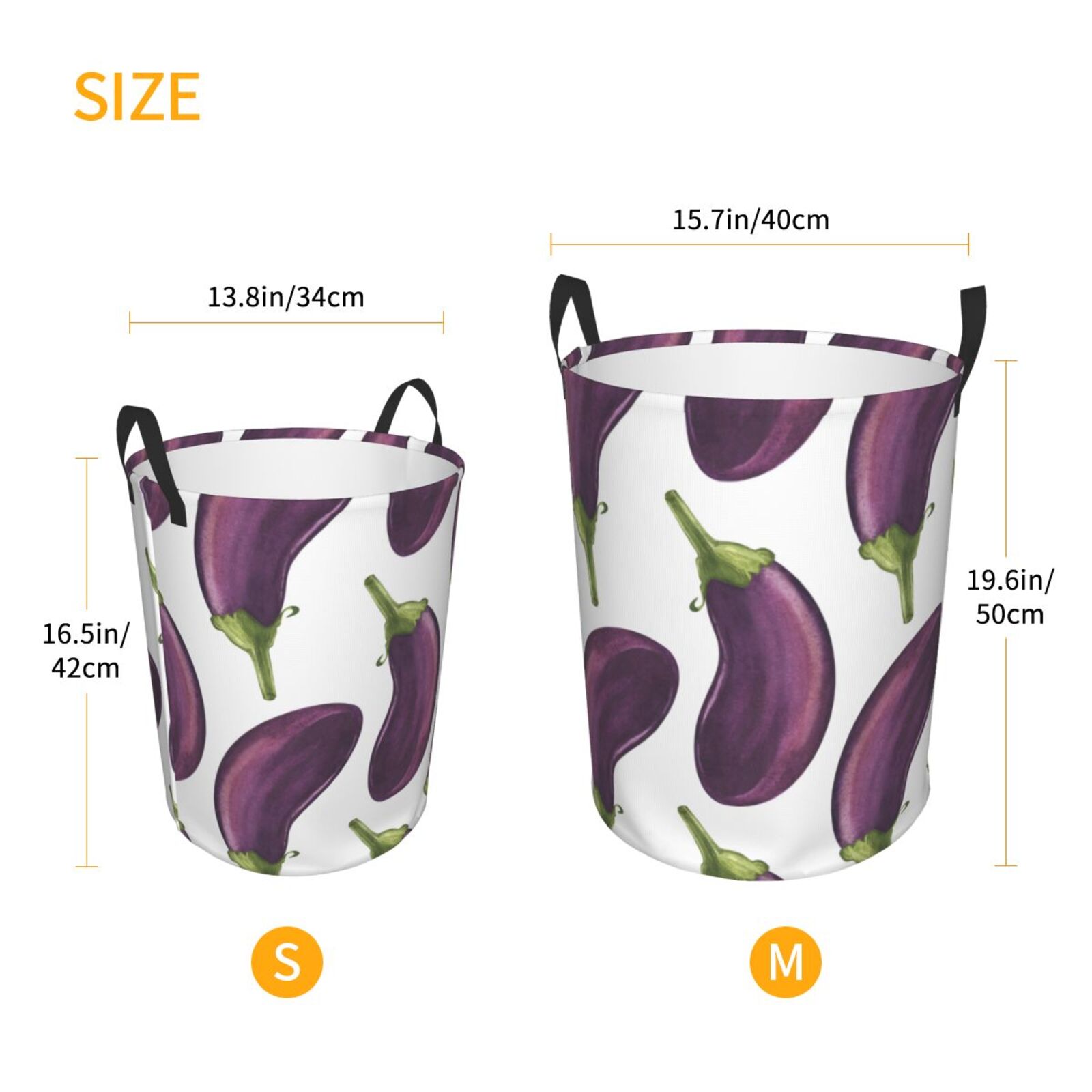 Large Laundry Basket with Handles - cool Eggplant Kids Baby Dirty Clothes Laundry Hamper for Bedroom Aesthetic