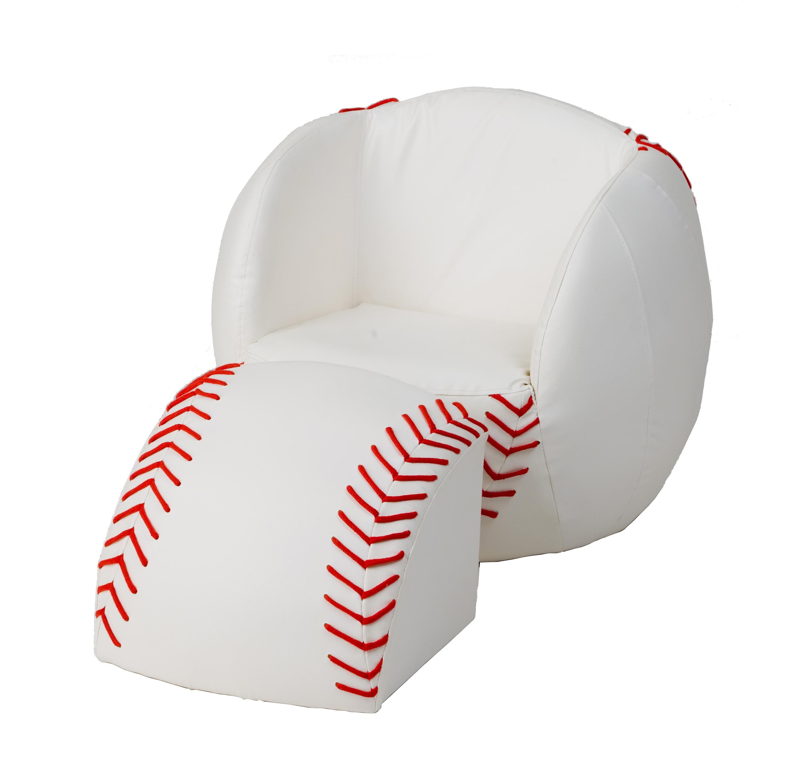 Gift Mark Child's Upholstered Baseball Sports Chair with Ottoman