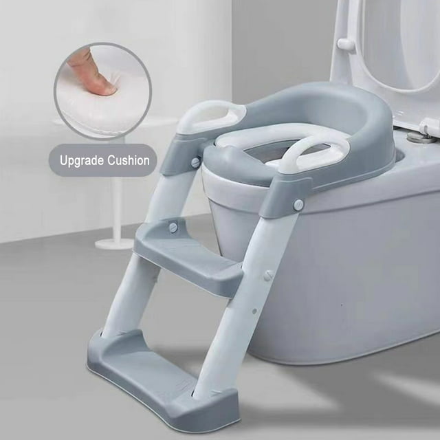 Non-Slip Kids Toilet Potty Summer Potty Chair Soft Padded Seat Step Up Training Stool Chair Toddler Ladder Comfortable with Soft Cushion