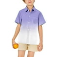 thumbnail image 2 of Toddler Kids Shirts Hawaii Gradient Color Block Short Sleeve Pocket Turn-Down Collar Button Shirt Kids Boys Girls Personality Summer Beach Holiday Casual Shirt，10 -11 Years, 2 of 5