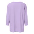 thumbnail image 4 of Ehtmsak 3/4 Sleeve Shirts for Plus Size Women Sunflowers Crewneck Blouses Casual Lightweight Sweatshirts Elbow Plus Size Tunic Tops for Leggings Light Purple M, 4 of 4