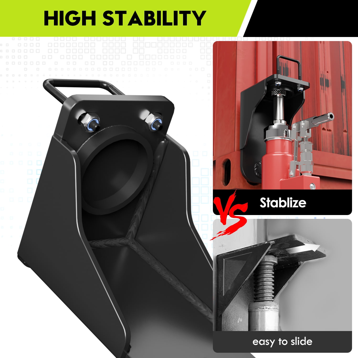Shipping Container Jack Lug with Circular Limiters, Detachable U-Shaped Handle for Container Leveling, Compatible with Jack Lifter/Booster