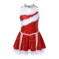 thumbnail image 3 of Rswnyirn Enfants Filles Sans Manches Paillettes Scintillantes Uniforme de Cheerleading Tenue de Cheerleader Robe de Danse Rouge 6, 3 of 7