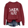 thumbnail image 2 of YVNAURA Women’s Vintage Salem 1692 They Missed One Witch Sweatshirt Funny Sarcastic Graphic Pullover Crewneck Long Sleeve Halloween Spooky Season Casual Fall Top 1 Pack, Wine,XXL, 2 of 4