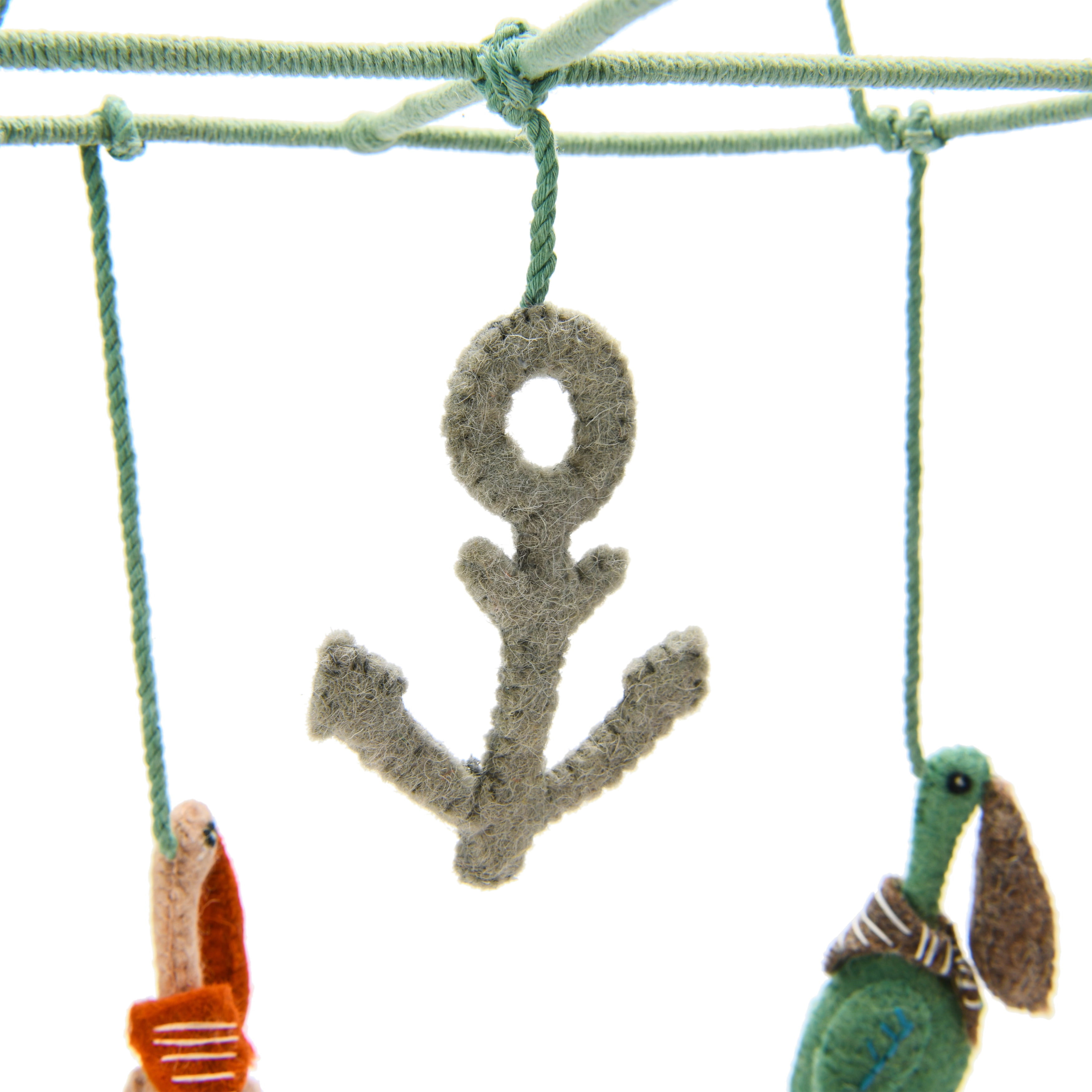 Creative Co-Op Wool Felt Pelican Mobile with Anchor