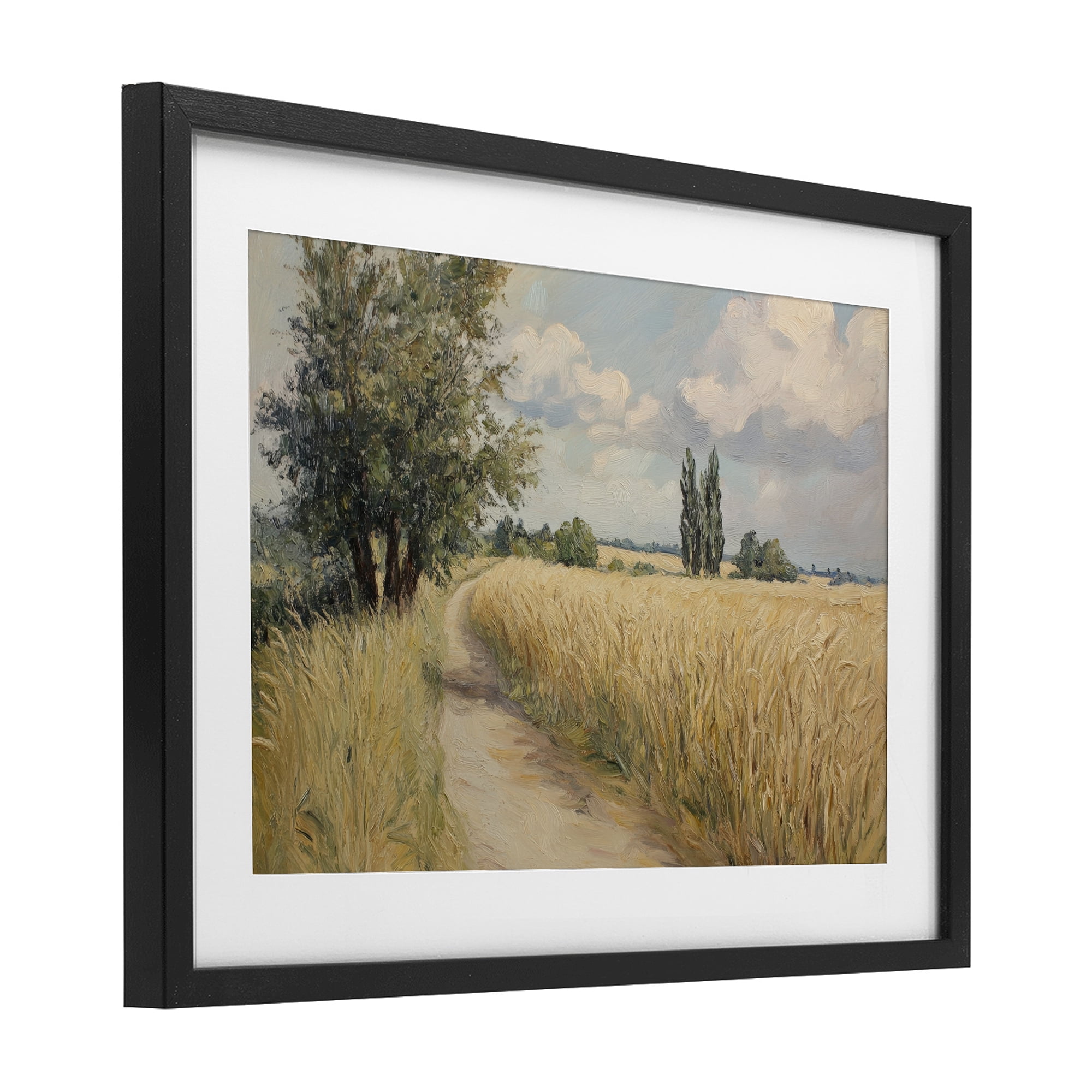 Stupell Industries Quiet Path Through Wheat Black Framed Print Under Glass, design by Petal Prints Design