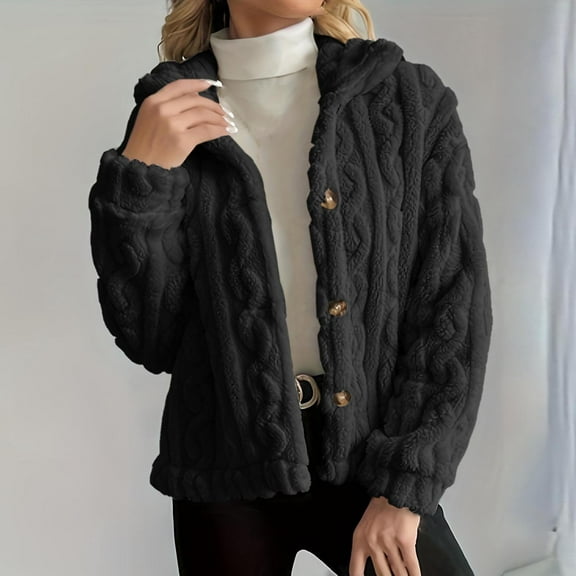 Ounisa Womens Cable Knit Cardigan Sweaters Fall Oversized Long Sleeve Button Open Front Knit Sweater Coats