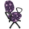 thumbnail image 1 of Floral Office Chair Slipcover, Butterfly Silhouettes with Plant Flower Patterned Design Swirls Curves, Protective Stretch Decorative Fabric Cover, Standard Size, Lilac Dark Purple White, by Ambesonne, 1 of 5