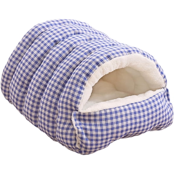 Pet Cat Dog House Warm Soft Nest with Cushion Pet Shelter Nest Soft Kennel Bed Dog House, for Small Puppy Winter, Green, S