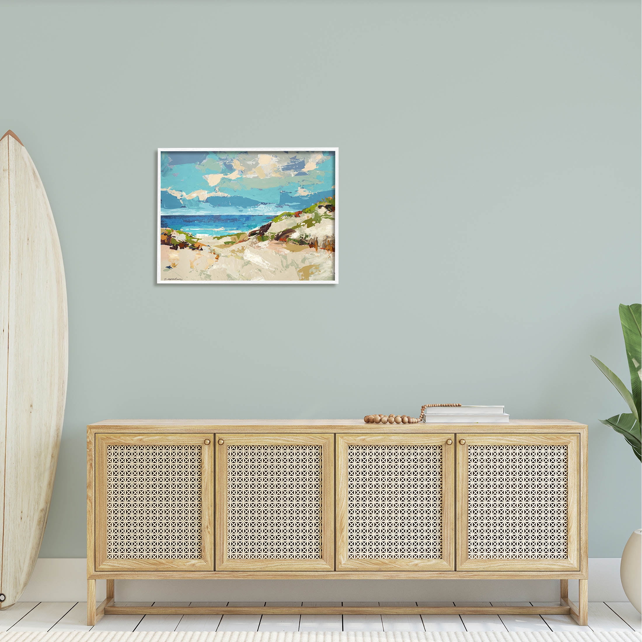 Abstract Beach Sky Landscape Landscape Painting White Framed Art Print Wall Art