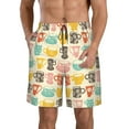 thumbnail image 2 of Uemuo Vintage Cup Pattern Men's Swim Trunks Hawaiian Beach Bathing Suit Swimsuits Beach Quick-Dry Shorts with Pockets-Small, 2 of 9