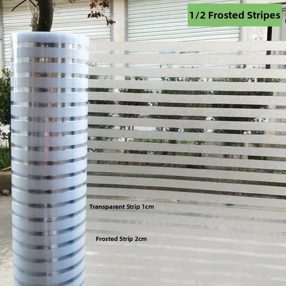 HIKVEX Frosted Stripe Window Film Stylish, Staticcling Privacy for Offices