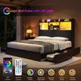 thumbnail image 5 of VanAcc Queen Farmhouse Bed Frame with Bookcase Headboard and 4 Drawers, LED Storage Bed with Charging Station & Linen Upholstered, Reclaimed Barnwood, 5 of 9