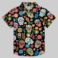 thumbnail image 6 of Tiijoy Boys Short Sleeve Button Down Shirt Skeleton Floral Beach Shirt, Black, Sizes 3-13, 6 of 6