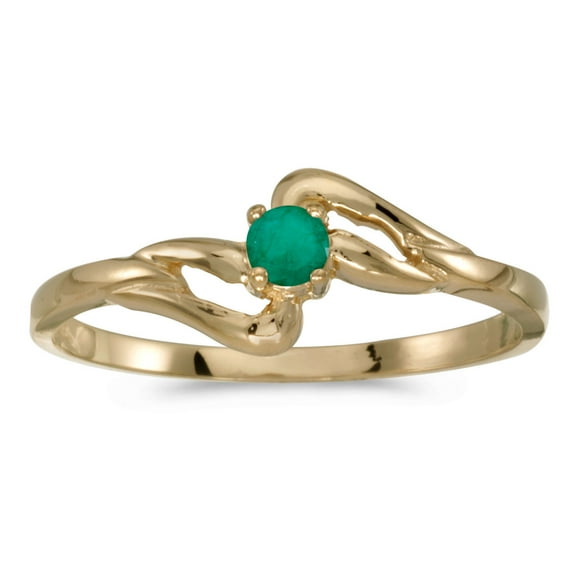 14k Yellow Gold Round Emerald Ring