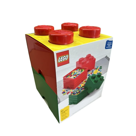 Lego Stackable Storage Bricks With 4 Knobs - 2 Piece Set - Organizer Container