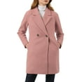 thumbnail image 1 of Allegra K Women's Double Breasted Lapel Raglan Long Sleeve Mid Length Overcoat XL Dark Pink, 1 of 8