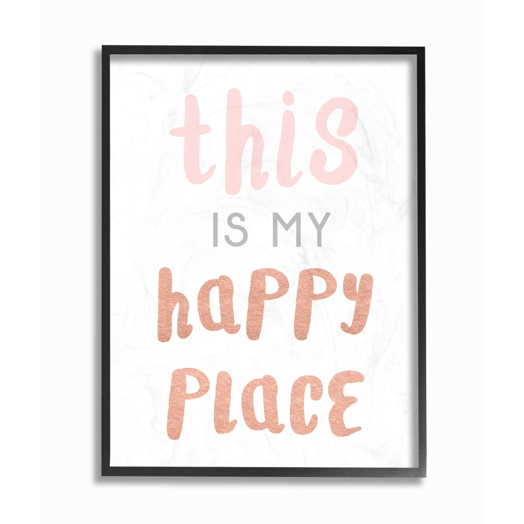 The Kids Room by Stupell This is My Happy Place Copper Typography Oversized Framed Giclee Texturized Art, 16 x 1.5 x 20