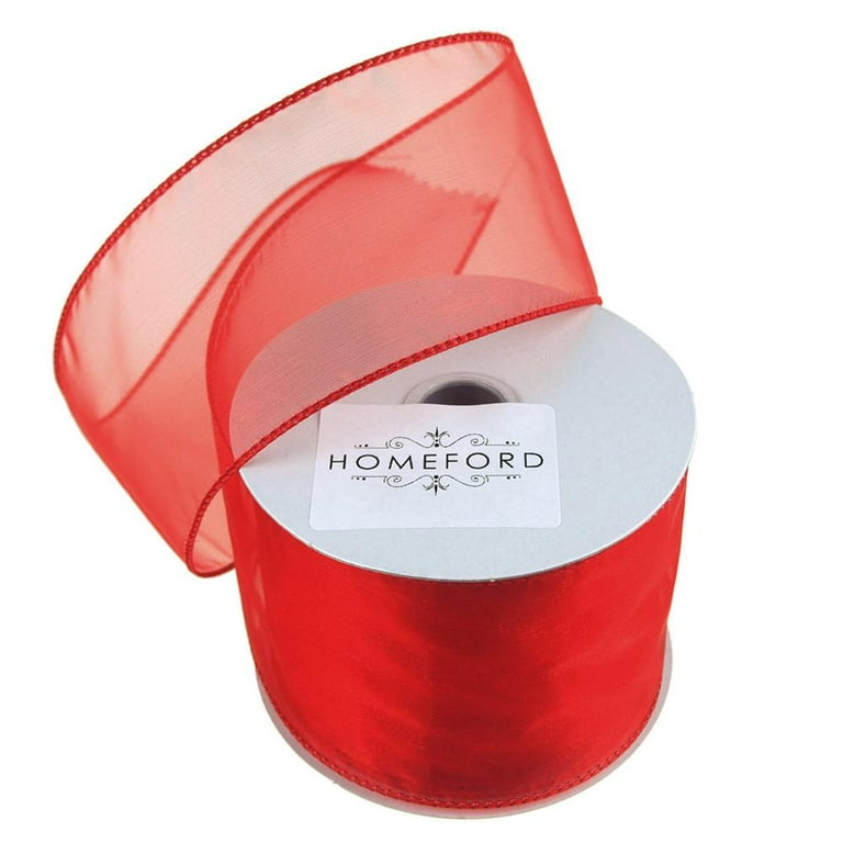 Sheer Organza Wired Edge Ribbon, 2-1/2-Inch, 10 Yards, Red