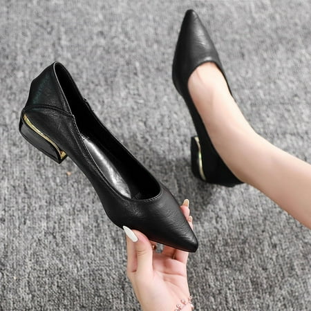 

Pointed Toe Shoes Women‘s 2024 Tooling Work Shoes Thick Heel Not Tired Feet Women‘s Shoes Soft Sole Professional Work Shoes Women‘s Black