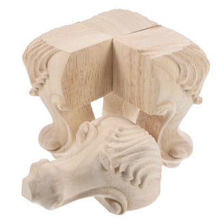 Wooden Furniture Legs 4 Inch Bun Feet - Set Of 4, Rubberwood, Supports 1000+ Lbs, For Sofa, Chair, Ottoman