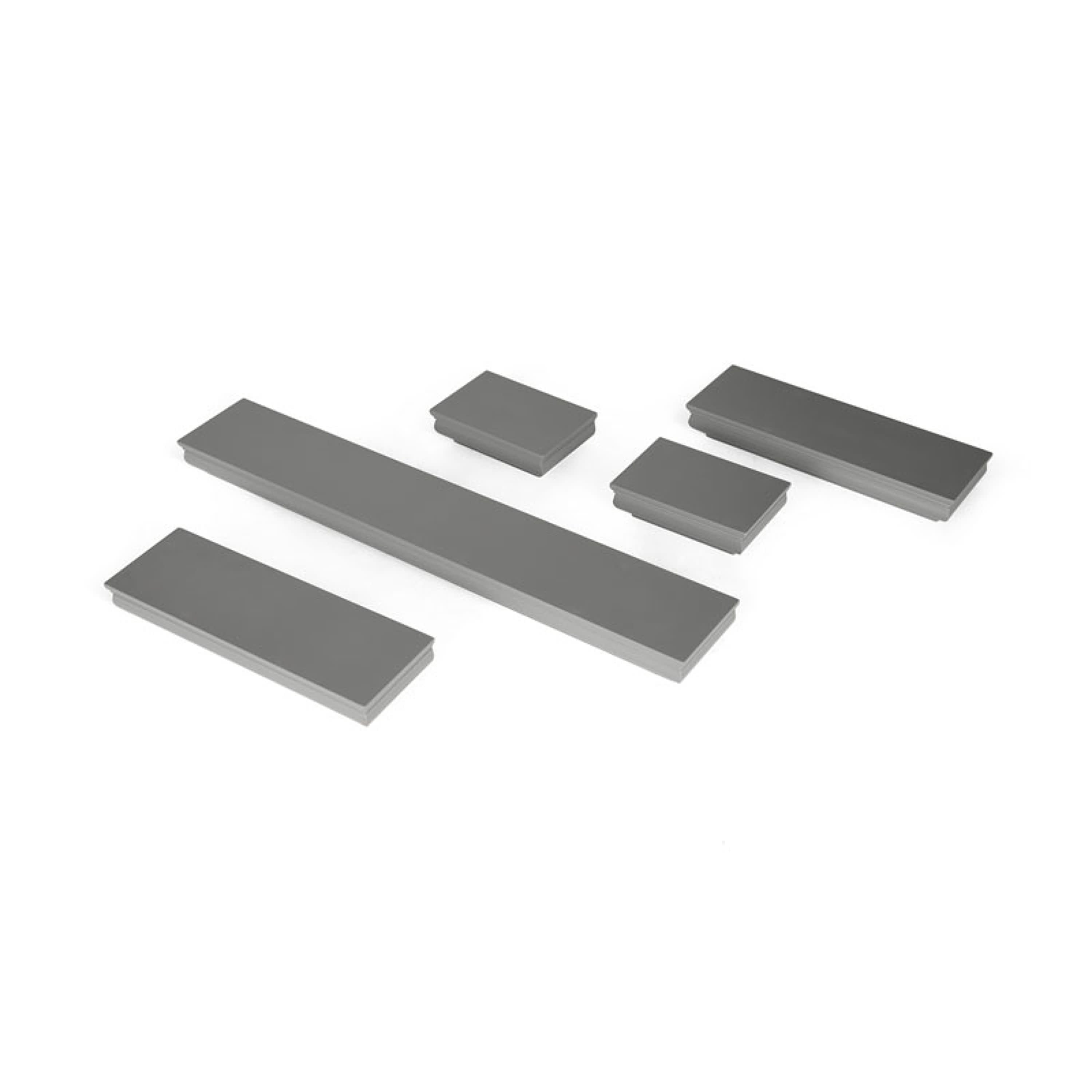 Melannco Set of 5, 2-6-inch 2-12-inch 1-24-inch Shelves-Gray