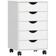 thumbnail image 1 of HOMCOM File Cabinet with 5 Drawer Wheels Storage Organizer White, 1 of 10