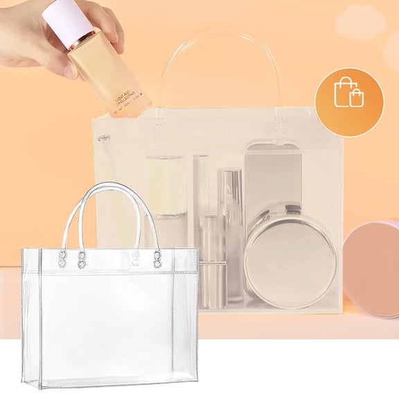 Transparent Cosmetic Travel Organizer Bag with Zipper Closure and Carry Handle for Effortless Airport Security Checks