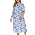 thumbnail image 2 of Womens Pajama Plus Size Sleepwear, Short Sleeve Comfy Nightshirt Print Floral Lace Collar Nightdress,Vintage Loungewear Pj Sleepshirt Pajama Dress for Women,Gray XL-4XL, 2 of 7