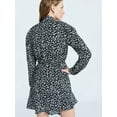thumbnail image 3 of Scoop Women's and Women's Plus Tie Neck Mini Dress with Long Sleeves, Sizes XS-4X, 3 of 6
