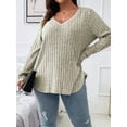 thumbnail image 6 of Women'S Plus Size Casual Knitted V-Neck Long Sleeve Sweater  XXL, 6 of 8