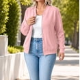 thumbnail image 6 of Women's Fleece Full Zip Sweatshirt Jackest - Long Sleeve Zipper No Hood Coat Outerwear - Fall Fashion Versatile Jackets with Pockets, 6 of 9