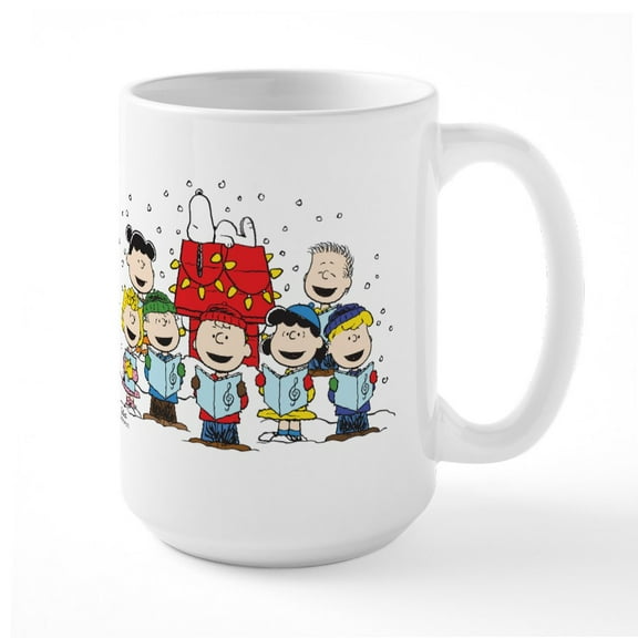 CafePress - Peanuts Gang Christmas Ceramic Mug - 15 oz Ceramic Large White Novelty Mug