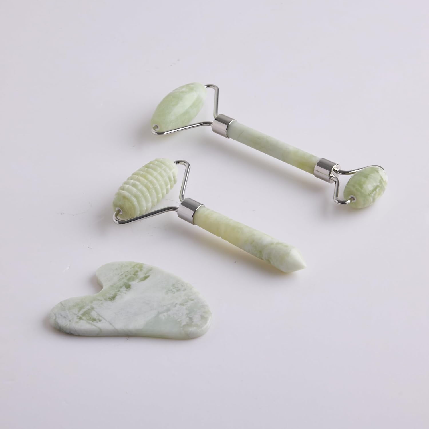 Bella Ciao 3-in-1 Anti-Aging Jade Beauty Set – Dual Jade Roller, Ridged Roller & Gua Sha | Natural Jade Facial Massage Tool Set for Glowing, Youthful Skin
