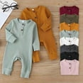 thumbnail image 4 of WOLLED Boys Girls Bodysuit Spring Premium Solid Color Romper Infant Clothes for Newborn 0-18M, 4 of 7