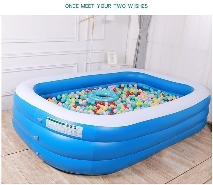 180*140cm 3-Layer Inflatable Swimming Pool Thickened Family Kids Adult Bathtub 
