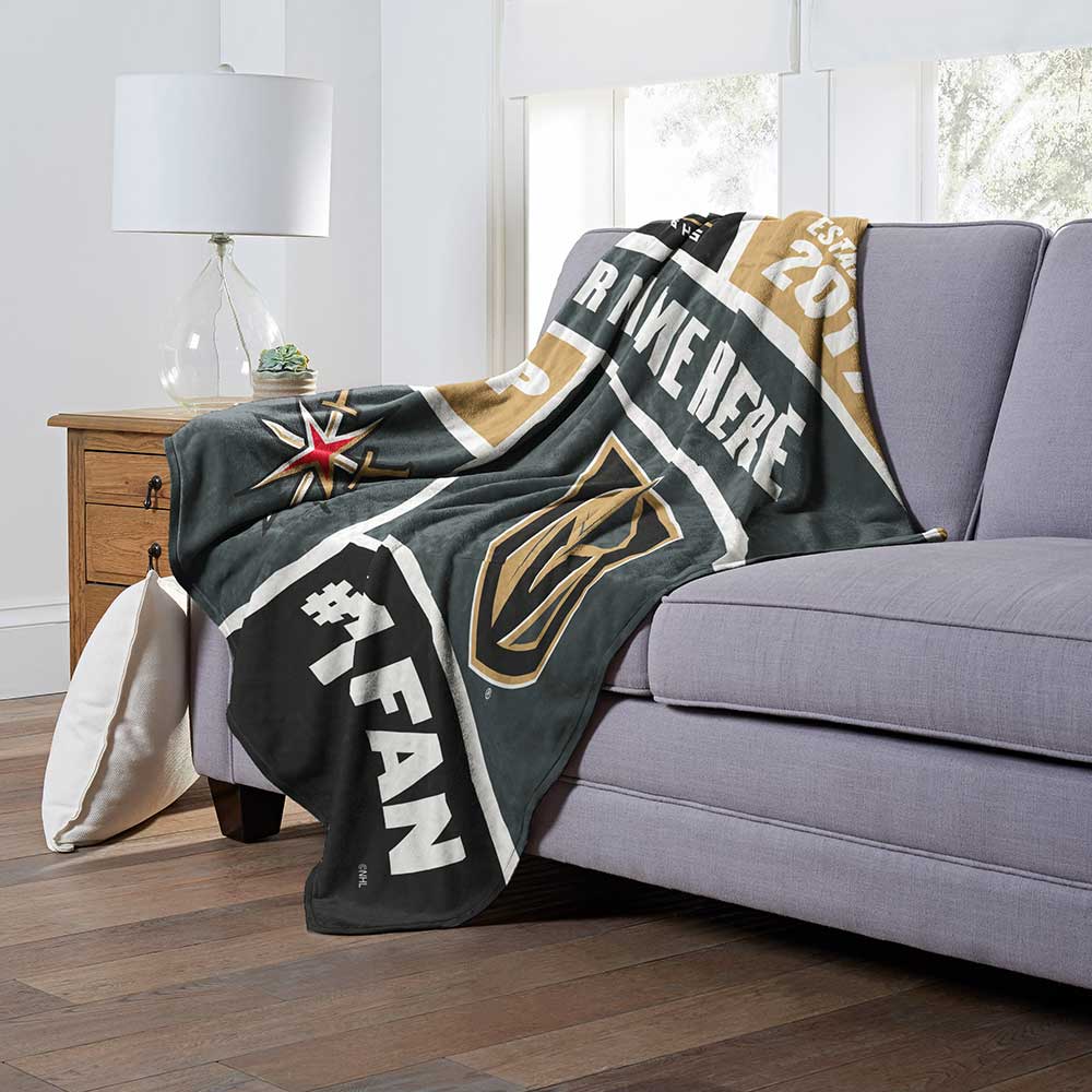 Vegas Golden Knights NHL Colorblock Personalized Silk Touch Throw Blanket, 50" X 60"