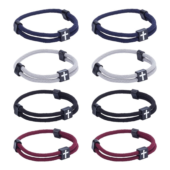 8Pcs 4 Colors Bracelet Rope Bracelet for Men Women Nautical Surf Beach Bracelets Adjustable Cord Bracelet Handmade String Bracelet Easter Gifts