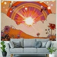 thumbnail image 4 of Creowell  Vintage 70s 60s Groovy Tapestry, Retro Flowers Clouds Sun and Rainbow Tapestry Wall Hanging, Orange Boho Aesthetic Tapestry for Bedroom Living Room Dorm Decor 40x60inch, 4 of 6