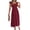 Burgundy, variant on Women's Smocked Square Neck Cap Sleeve Midi Dress for Summer Events Flowy Fit Easy Care 95% Polyester 5% Elastane