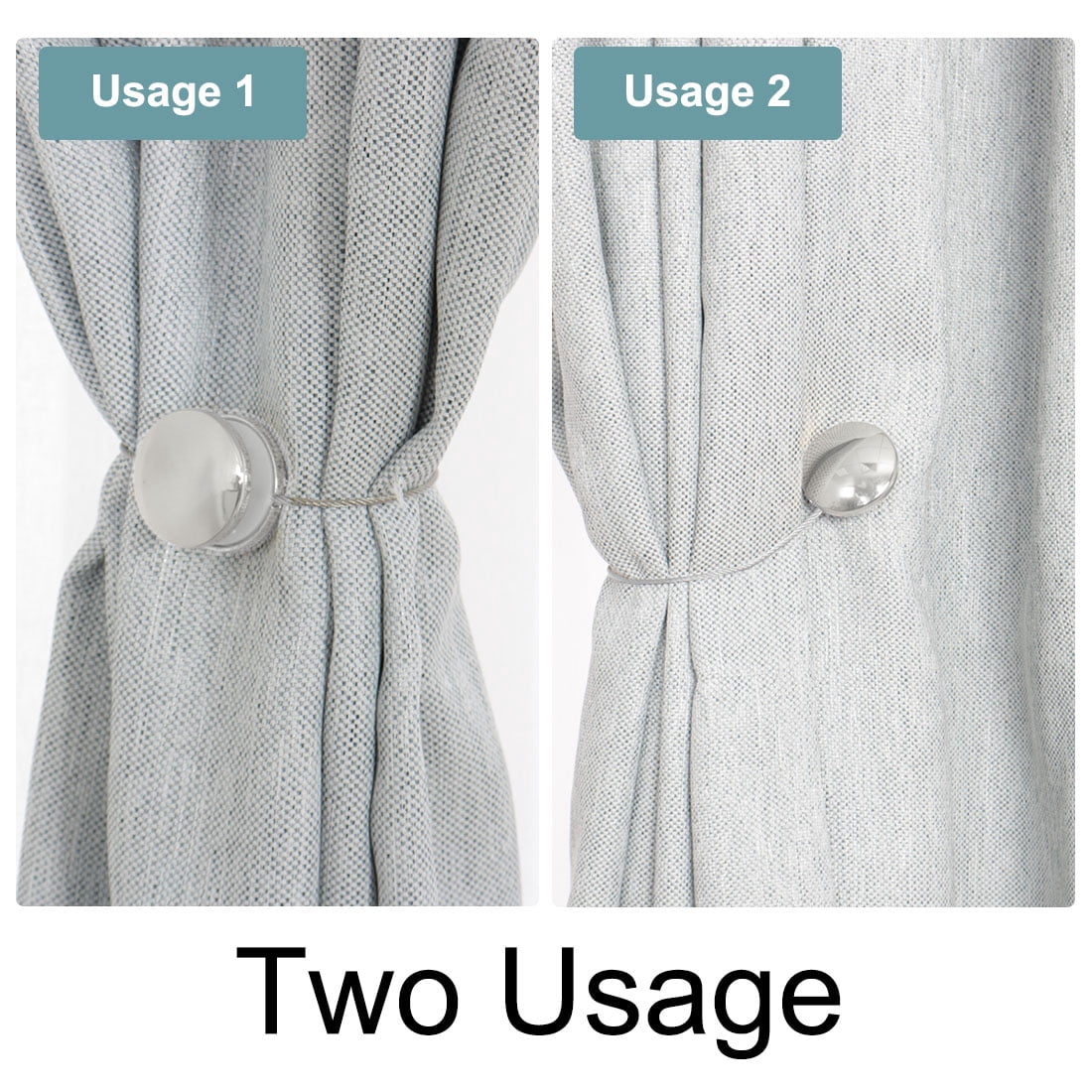 Unique Bargains 4 Pieces Curtain Tiebacks 24 Inch Tiebacks Rope Holder Silver Tone