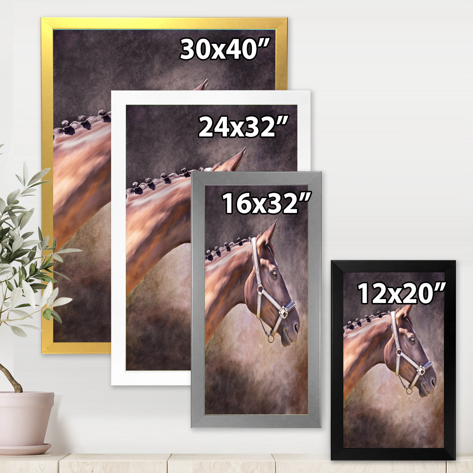 Designart 'Close Up Portrait Of Brown Horse' Farmhouse Framed Art Print