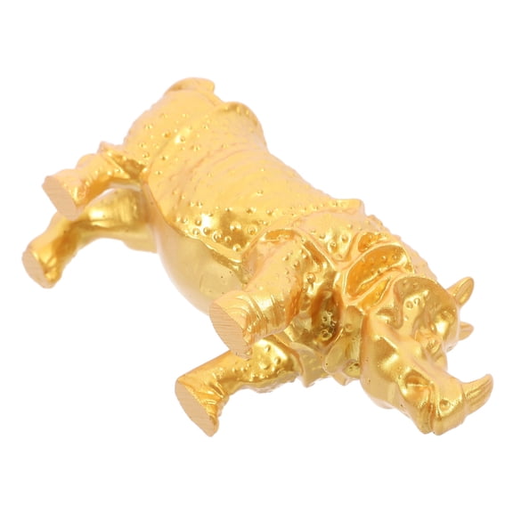 NICEXMAS Miniature Animal Statue Gold Rhinoceros Figurine Vintage Home Decor for Office Table 1Pack
