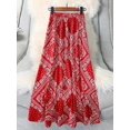 thumbnail image 2 of Red Paisley Bandana Print Elastic Waist Flowing A-Line Maxi Skirt For Women Casual Summer Vacation Skirt, 2 of 5