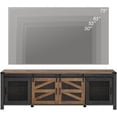 thumbnail image 6 of Wampat Farmhouse Sliding Barn Door TV Stand, 70 Inch, for 75 Inch TV with Storage Shelf, Dark Walnut and Black, 6 of 6