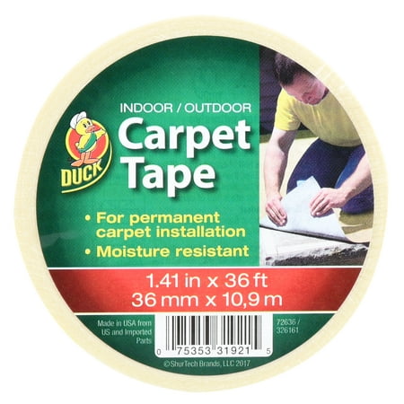 Duck Brand 1.41 In. x 12 Yd Indoor/Outdoor Carpet Tape, (Best Double Sided Carpet Tape)