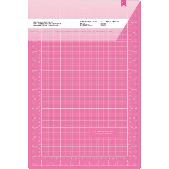 Pink Double-Sided Self-Healing Cutting Mat 12"X18"-