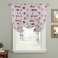thumbnail image 2 of Cartoon Car Tie Up Curtains for Windows, Adjustable Balloon Window Shades, Funny Red Black Fire Truck Print Vintage Kitchen Window Treatments Farmhouse Short Curtains with Rod Pocket 42"x45", 2 of 8