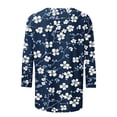 thumbnail image 5 of Craaazy Hauts Tendance pour Femmes Grande Taille Coupe Ample Imprimé Floral Col Rond Style Décontracté Blouse Manches 3/4 pour Printemps, Été, Sorties Quotidiennes, 5 of 5