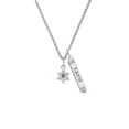 thumbnail image 2 of Delight Jewelry Silvertone Mini Star of David with Blue Crystal Silvertone Believe Faith Prayer Hope Bar Charm Necklace, 23", 2 of 4